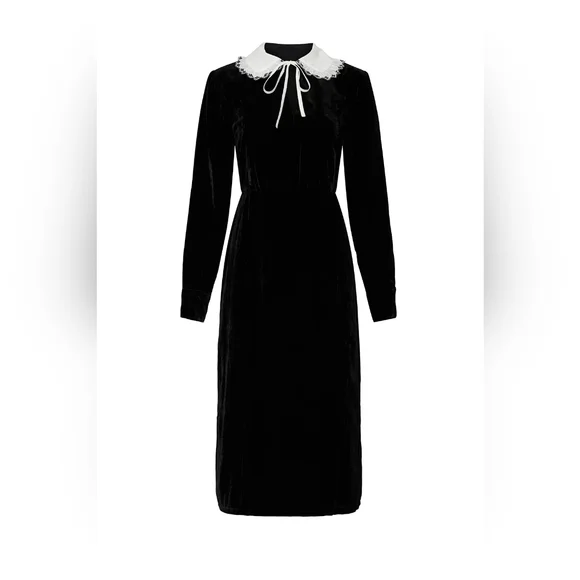 Sweet Baby Jamie Black Collared Velvet Dress Size XL Jamie Mizrahi - Picture 16 of 16